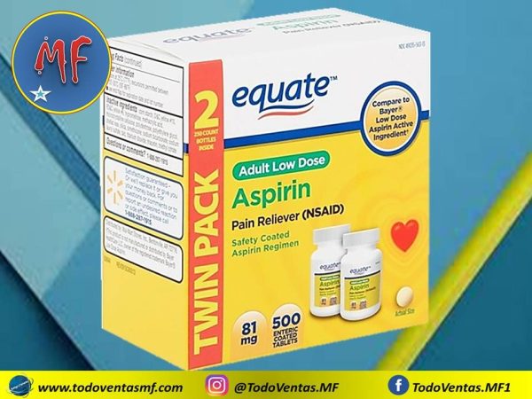 Aspirina Equate paquete doble de 500 comprimidos