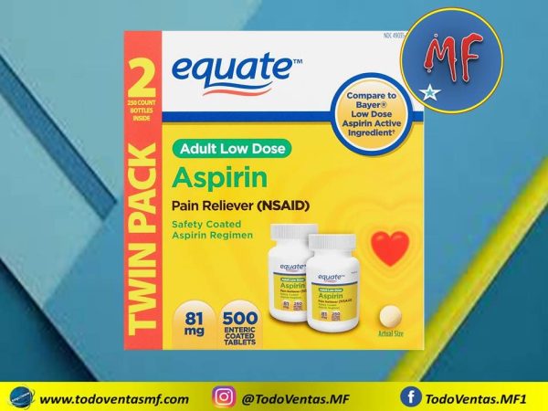 Aspirina Equate paquete doble de 500 comprimidos - Imagen 2
