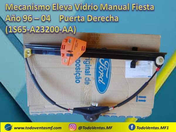 Mecanismo Eleva Vidrio Manual Fiesta 96-04 Pta. Derecha Ford (1S65-A23200-AA)