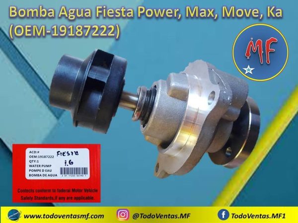 Bomba Agua Aplica Para Fiesta Power, EcoSport, Max, Move, Ka (OEM-19187222)